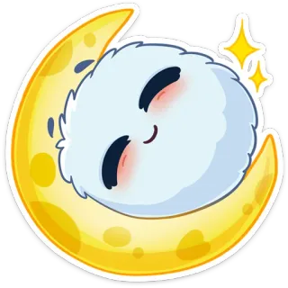 😴 luna, dormido, lindo, esponjoso, kawaii, creciente, estrellas, soñador telegram sticker