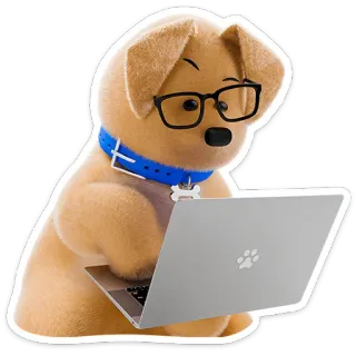 👨 개, 강아지, 노트북, 안경, 동물, 컴퓨터, 애완 동물 telegram sticker