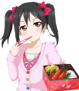 😋 Nico Yazawa Love Live! anime, girl, eating, kawaii, cute, character telegram sticker