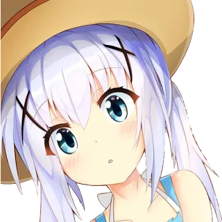 😳 애니메이션, 소녀, 귀여운, 여름, 모자, 인물사진 telegram sticker