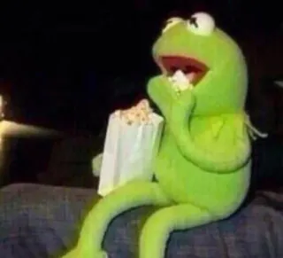 🌟 Kermit Kermit der Frosch, Muppets, Popcorn, Essen, Grün, Frosch whatsapp sticker