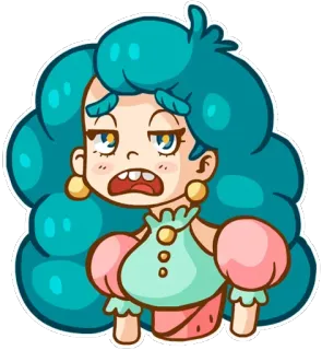 😦 desenho animado, mulher, menina, personagem, ilustração, adesivo telegram sticker