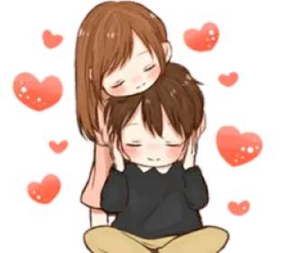 ❤ miłość, para, anime, kreskówka, serca, romans telegram sticker