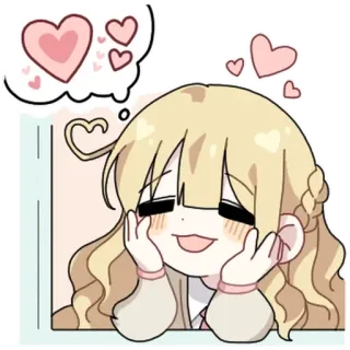 💬 Anime, Chica, Corazones, Linda, Amor, Kawaii whatsapp sticker