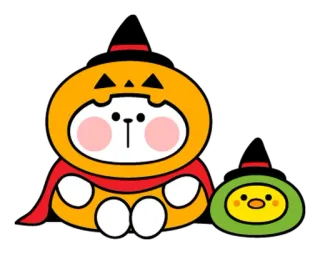 👻 uroczy, kawaii, halloween, dynia, królik, kurczak telegram sticker