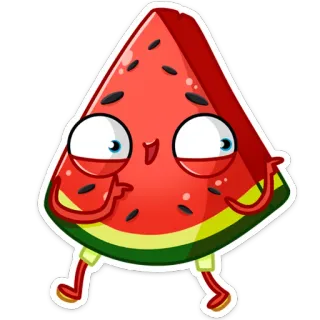 😉 melancia, fruta, fofo, desenho animado, comida, adesivo whatsapp sticker