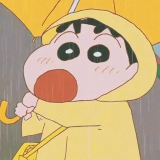🍠 Shin-chan Shin-chan, Anime, Manga, Kartun, Hujan, Payung, Kuning, Anak telegram sticker