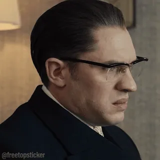 😠 @freetopsticker homme, portrait, acteur, Tom Hardy, lunettes, célébrité whatsapp sticker