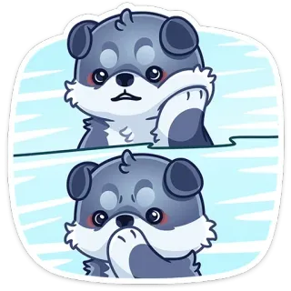 🫢 anjing, anak anjing, imut, sedih, berpikir, Emoji, stiker telegram sticker
