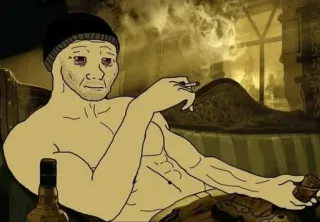 🚬 palenie, butelka, smutny, mężczyzna, papieros telegram sticker