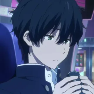 ➖ Anime, Menino, Cabelo preto, Adolescente, Interior whatsapp sticker
