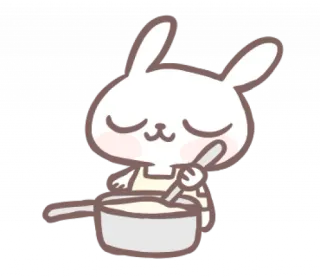 🎀 nấu ăn, thỏ, dễ thương, thức ăn, tạp dề, đầu bếp, phim hoạt hình telegram sticker