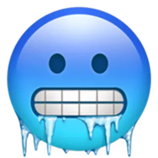 🥶 이모지, 추운, 파란색, 얼어붙은, 얼음 telegram sticker