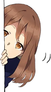 😶 リン Anime, Manga, Kreskówka, Zaglądanie, Japoński tekst, Dziewczyna, Ilustracja telegram sticker