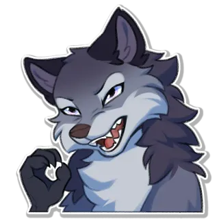 👌 wolf, animal, cartoon, furry, ok telegram sticker