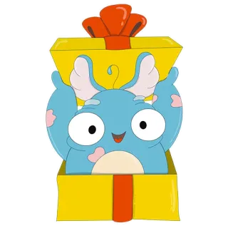 🎁 potwór, prezent, kreskówka, prezent, uroczy, ilustracja telegram sticker