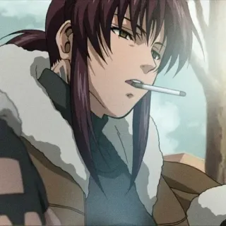 😕 Revy Black Lagoon Anime, Waffe, Zigarette, Frau, Cool whatsapp sticker