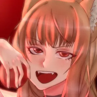 🍎 Holo Spice and Wolf anime, wolf girl, Holo, Spice and Wolf, fox girl, apple, anime girl telegram sticker