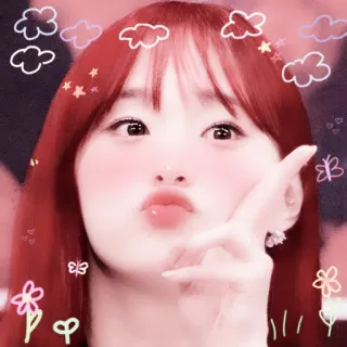 💗 стикер, лицо, милый, красный, розовый, облака, бабочки telegram sticker