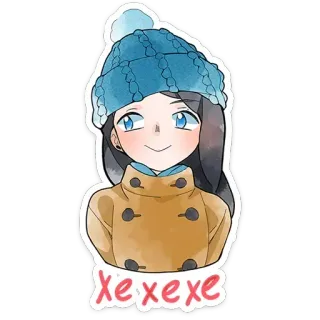 😁 xe xexe menina, inverno, fofo, desenho animado, chapéu telegram sticker