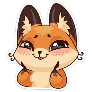 ☺️ zorro, animal, lindo, dibujos animados, pegatina, kawaii telegram sticker
