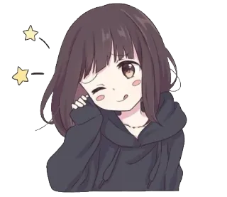 😋 Fille anime, Kawaii, Mignon, Autocollant telegram sticker