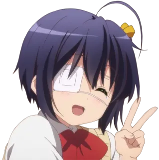 😉 Rikka Takanashi Love, Chunibyo & Other Delusions Anime, Charakter, Süß, Frieden, Rikka Takanashi, Love, Chunibyo & Other Delusions whatsapp sticker