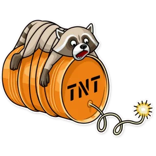 😲 TNT szop pracz, TNT, niebezpieczeństwo, wybuch, kreskówka, śmieszne, przestraszony, dynamit telegram sticker