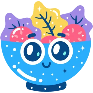 🥺 salade, bol, nourriture, sain, mignon, dessin animé telegram sticker