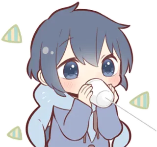 📞 Аниме, Чиби, Парень, Милый, Мультфильм, Стикер telegram sticker