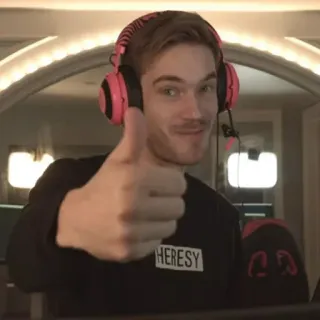 👍 PewDiePie HERESY pewdiepie, youtube, thumbs up, heresy, gamer, streamer telegram sticker