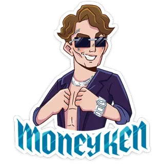 😎 MONEYKEN 卡通, 人物, 钱, 珠宝, 奢侈品, 太阳镜, 数字艺术 whatsapp sticker