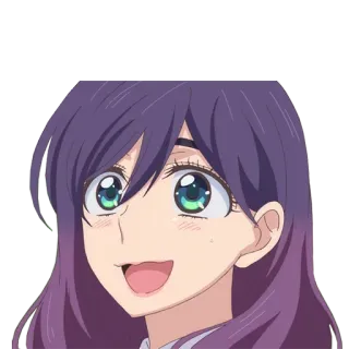 😅 anime, girl, purple hair, smiling, cute whatsapp sticker