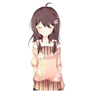 😚 Anime-Mädchen, Cartoon, Süß, Kawaii, Lächeln, Mädchen, Figur whatsapp sticker
