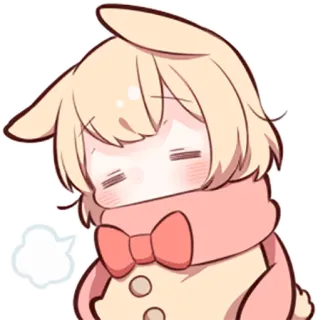 😪 토끼, 귀여운, 카와이, 애니메이션, 만화, 치비, 목도리 telegram sticker