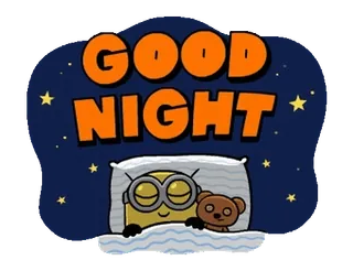 🐻 Minion GOOD NIGHT Minion, Gute Nacht, Schlaf, Cartoon, Teddybär telegram sticker