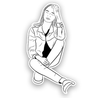 👩 Frau, sitzend, traurig, deprimiert, Umriss, nachdenklich whatsapp sticker
