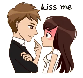 💏 kiss me pareja, dibujos animados, romance, beso whatsapp sticker