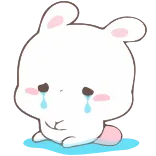 😭 pleurer, triste, lapin, mignon, larmes, lapin blanc whatsapp sticker