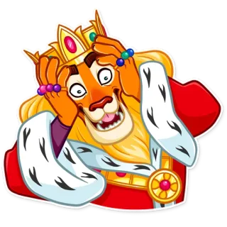 😱 лев, король, корона, мультфильм, животное, королевский, эмоции telegram sticker
