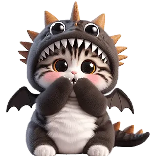 🫢 gatto, gattino, drago, carino, kawaii, animale domestico telegram sticker