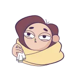 🤧 cartoon, character, sleepy, blanket, tired whatsapp sticker