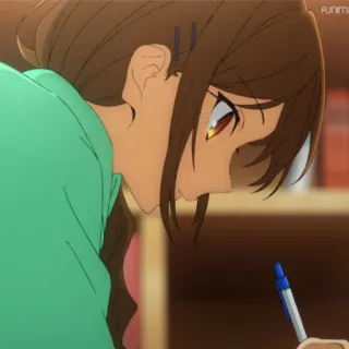 ✍ Anime, Chica, Estudiante, Escritura, Dibujo animado telegram sticker