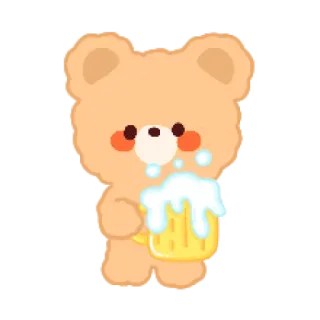 🐻 urso, desenho animado, cerveja, fofo, álcool, festa telegram sticker