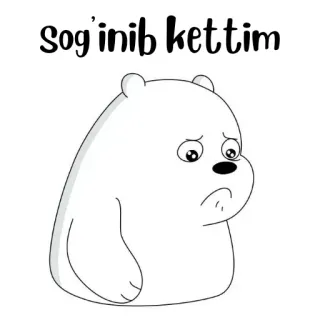 🐻‍❄️ sog'inib kettim ours, triste, ours polaire, dessin animé, mignon, We Bare Bears, seul whatsapp sticker