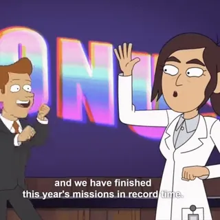 🙌 and we have finished this year's missions in record time. Cartoni animati, Animazione, Ufficio, Personaggi, Scienza telegram sticker