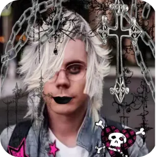 👍 Emo, Gothic, Scene kid, Kruis, Kettingen, Schedel, Hart, Sterren telegram sticker
