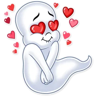 😍 fantasma, amor, corações, desenho animado, fofo, emoji, adesivo telegram sticker