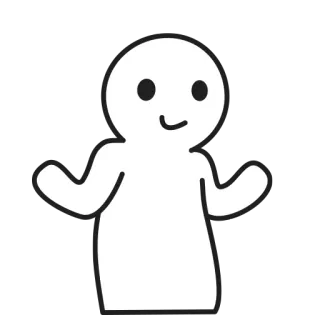 😇 stick figure, cartoon, neutral, shrug, simple, white, minimalist telegram sticker