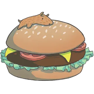 🍔 burger, food, sandwich, animal, cartoon, cute, whimsical telegram sticker